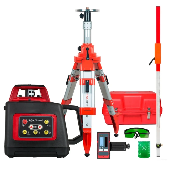 Комплект: ротационный нивелир RGK SP-400G + штатив рейка купить по низкой цене | МАКСПРОФИТ