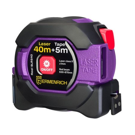 Рулетка с лазерным дальномером Ermenrich Reel SLR540, фиолетовый купить по низкой цене | МАКСПРОФИТ
